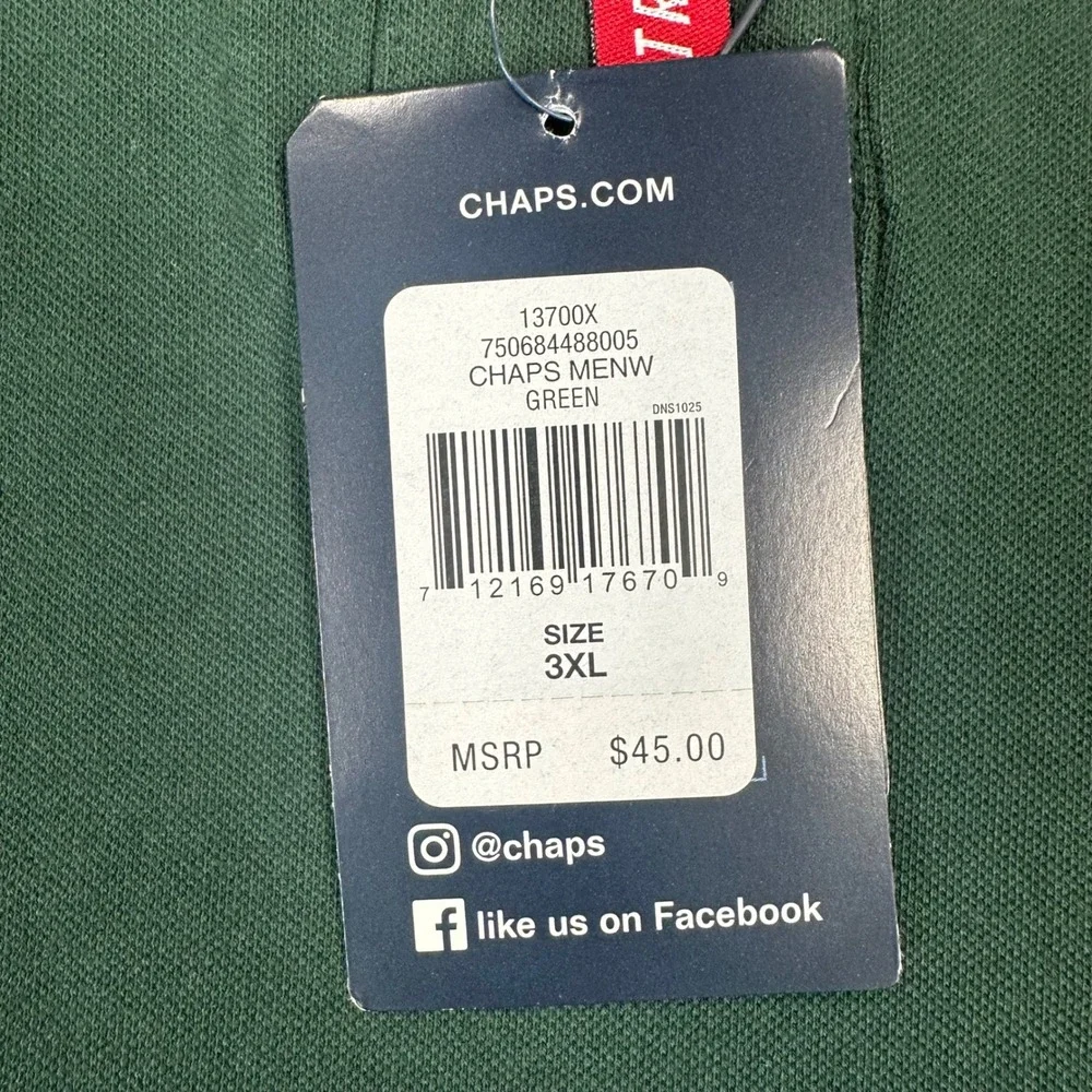 Ralph Lauren Chaps Polo Shirt Mens 3XL Forest Green Short Sleeve‎ Stretch NWT